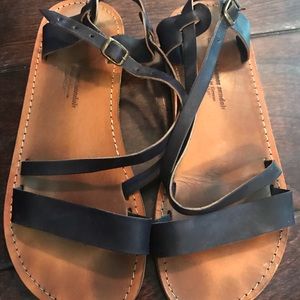 Mykonos Shoes - Mykonos Blue Leather Sandals Mykonos Shoes - Mykonos Blue Leather Sandals